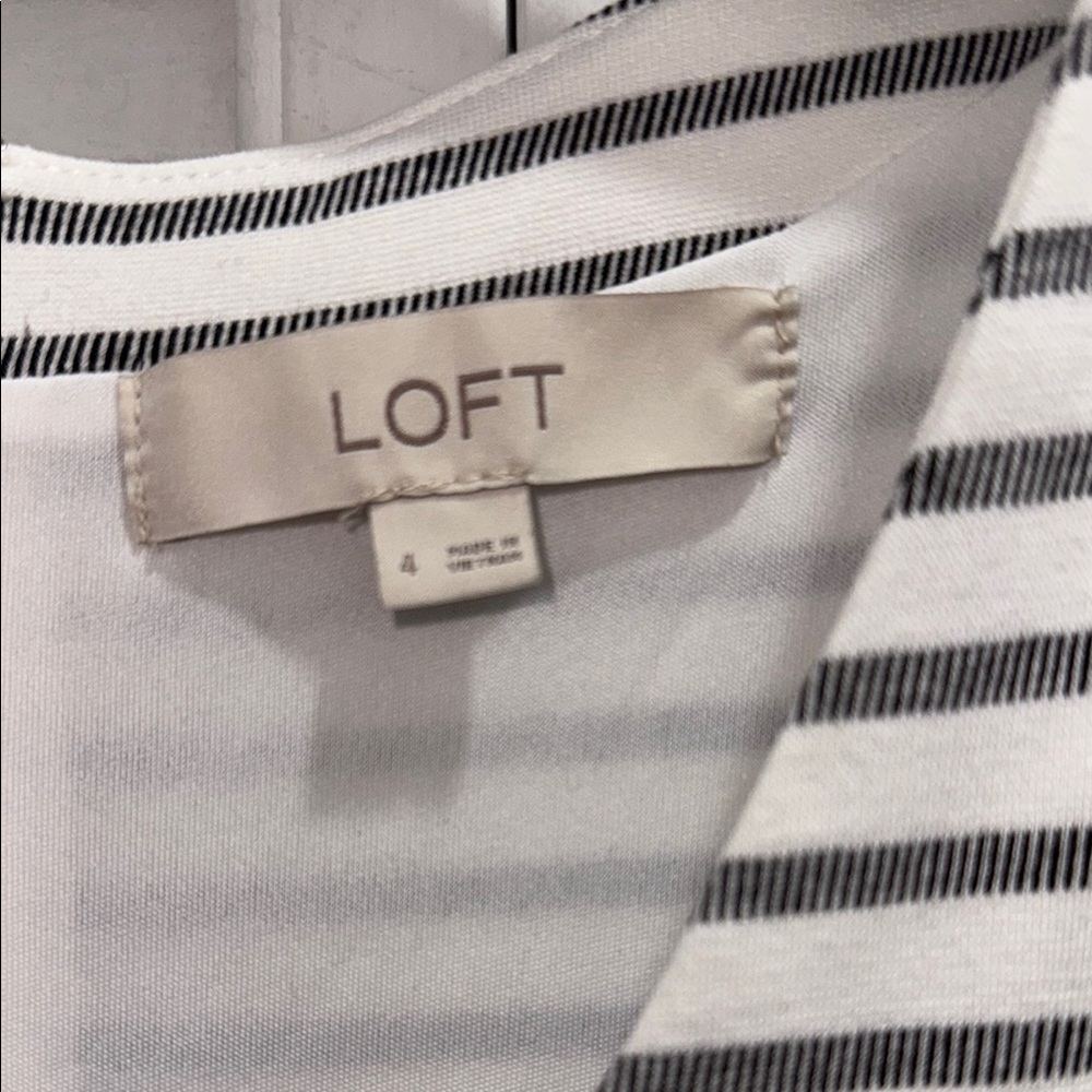 LOFT Black and White Striped Mini Dress - Picture 2 of 4